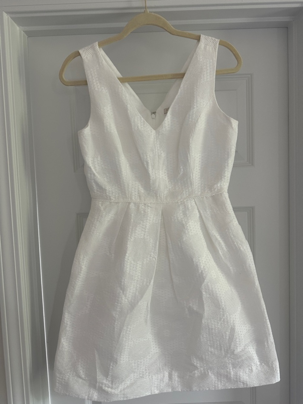 J. Crew White Textured Sleeveless V-Neck Mini Dress